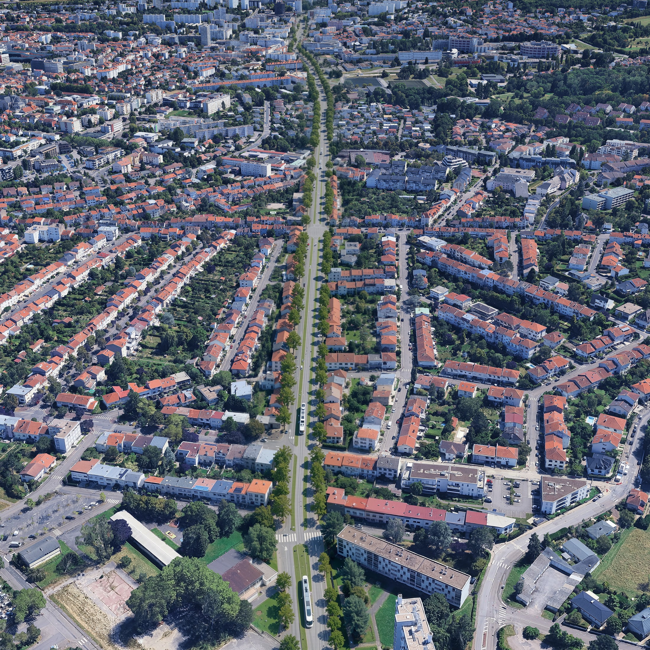 Perspective du projet de requalification de l'axe des Aiguillettes à Nancy